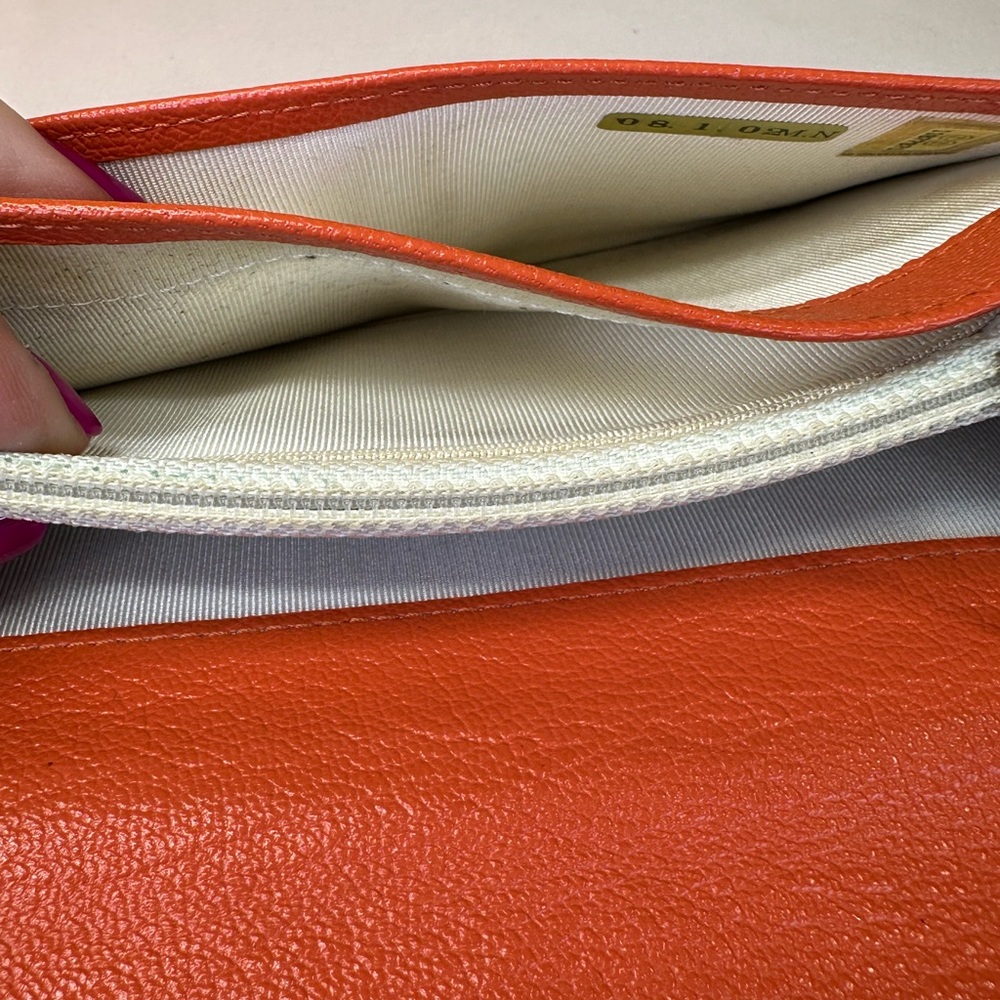 CHANEL CC Diamond Embossed Coral Leather Wallet SHW Sticker #11 2006-08 COA - Picture 11 of 13